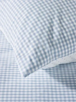 Merkbeddengoed*The White Company 100% Cotton Dusty Star Gingham Double Fitted Sheet