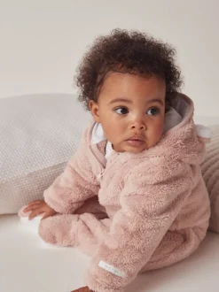 Rompertjes En Tuinbroeken*The White Company - Roze fleece rompertje