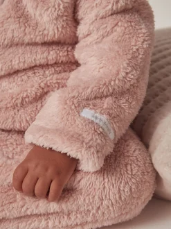 Rompertjes En Tuinbroeken*The White Company - Roze fleece rompertje