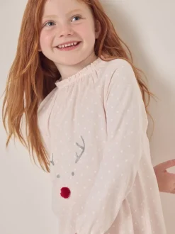 Nachtponnen|The White Company - Roze Jingles nachthemd met stippen