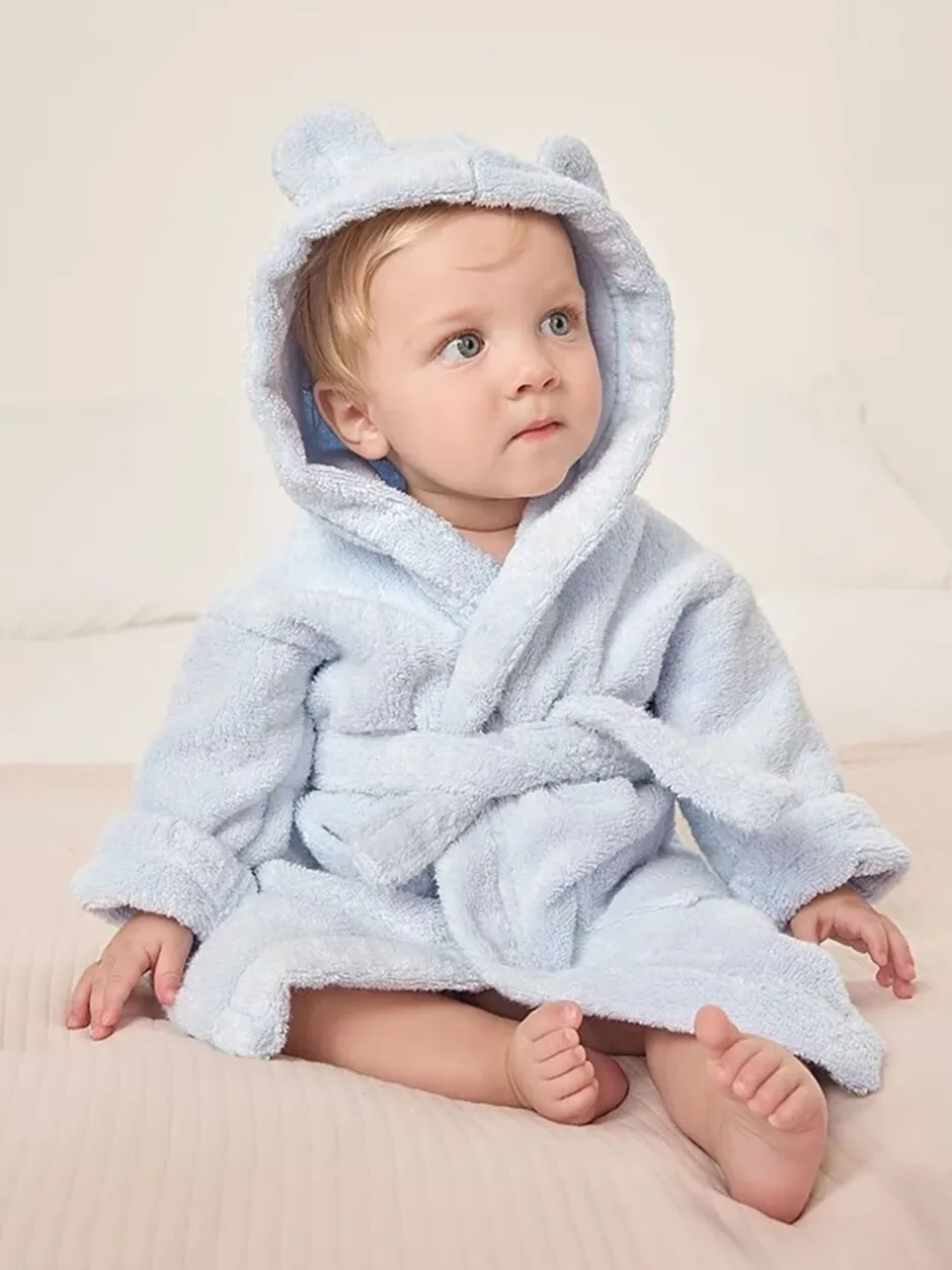 Kamerjassen*The White Company Blue Bear Baby 100% Cotton Robe