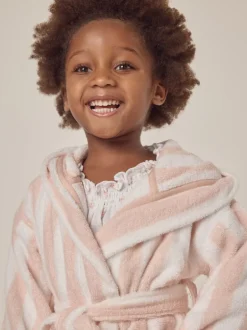 Kamerjassen|The White Company Natural 100% Cotton Wide Stripe Towelling Robe
