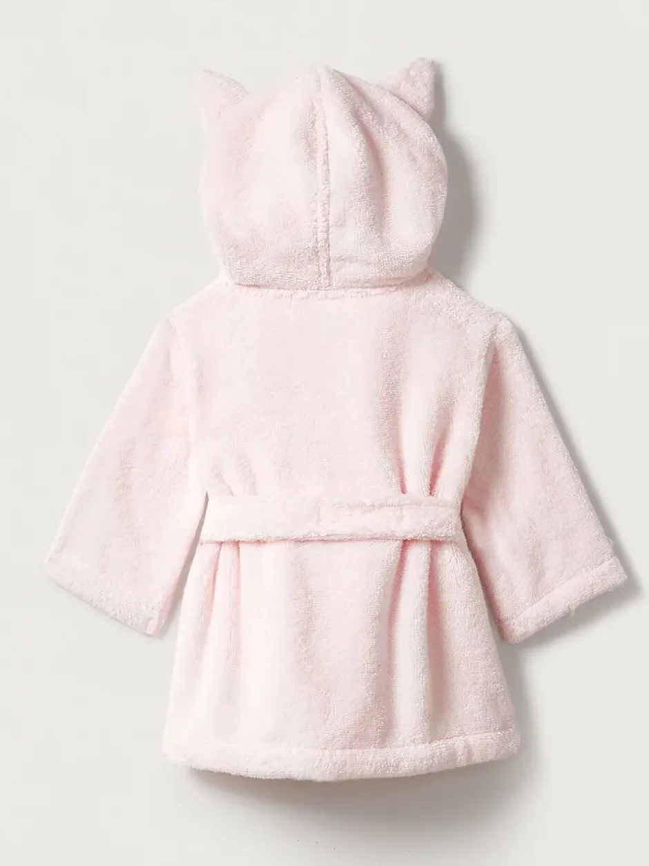 Kamerjassen|The White Company roze babybadjas met berenoren van 100% katoen