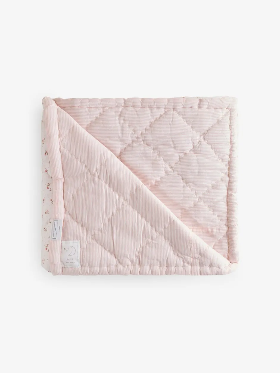 Babyartikelen En Slaapzakken |The White Company Single Reversible Floral Quilt Blanket