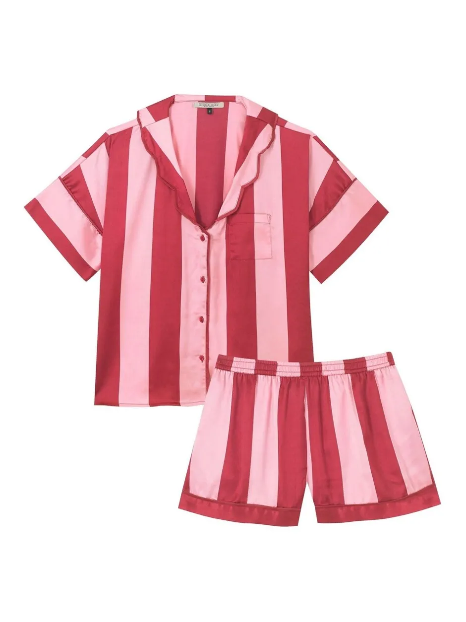 Pyjama's|Loungewear*Their Nibs Stripe Satin Oversized Short Pyjamas Set