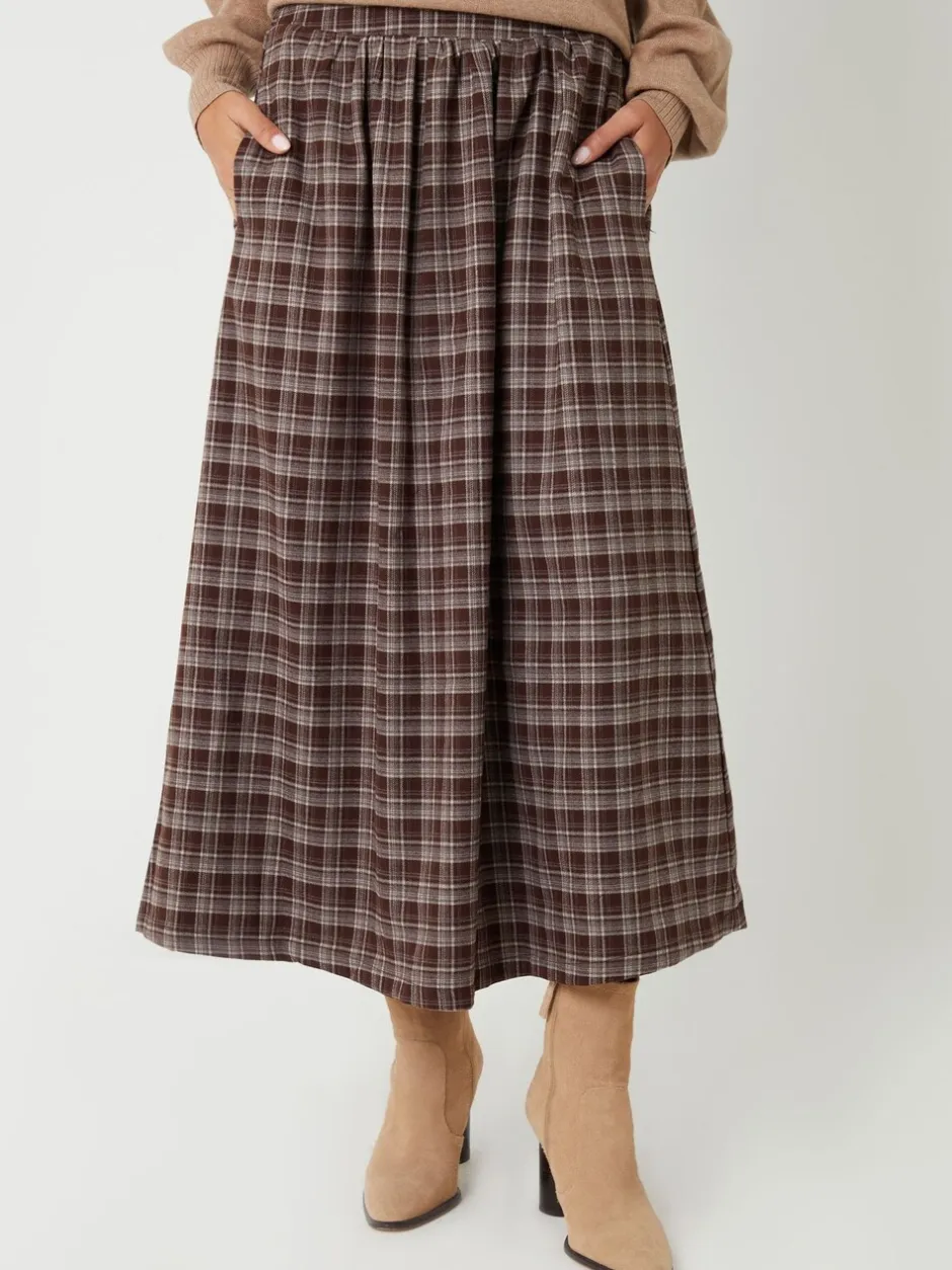 Rokken|Threadbare Check Pull On Midaxi Skirt