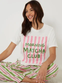 Pyjama's|Loungewear|Threadbare Graphic Print Short Sleeve Pyjamas Set