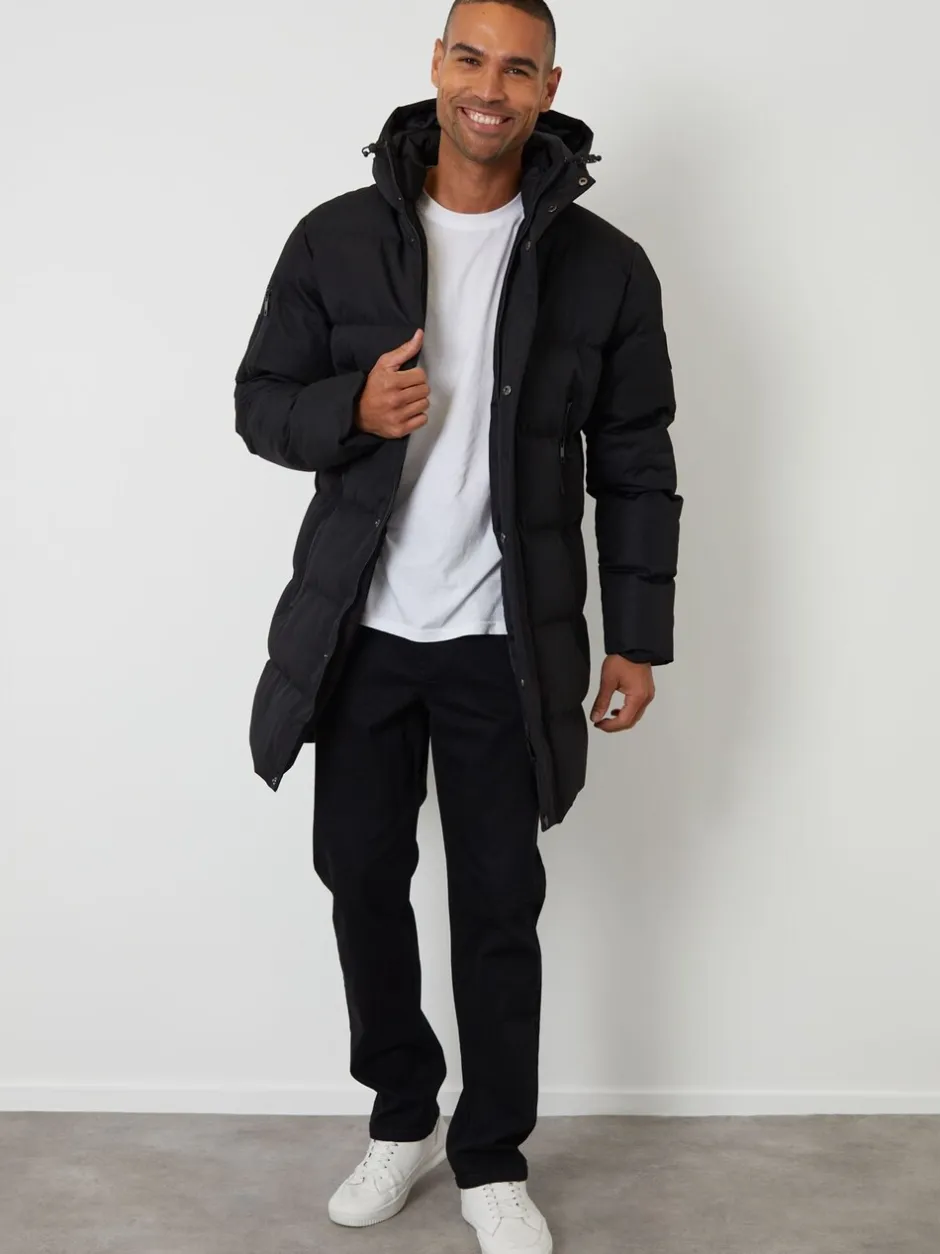 Jassen En Jacks|Threadbare Showerproof Longline Hooded Puffer Coat