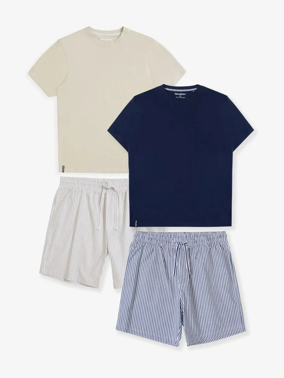 Pyjama's|Threadbare Stripe Short Sleeve Pyjamas Set 2 Pack