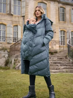 Jassen En Jacks|Moederschap|Seraphine - Lange 3-In-1 Zwangerschaps- en Draagjas Puffa Coat Tingrijs
