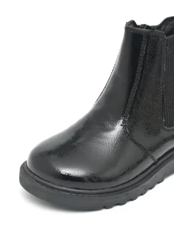 Boots|Toezone Amara Meisjes Zwarte lakleren Boots met elastische inzet en rits