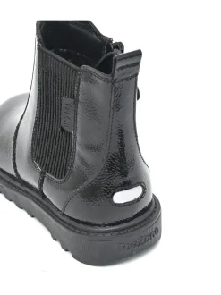 Boots|Toezone Amara Meisjes Zwarte lakleren Boots met elastische inzet en rits