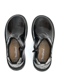 Boots|Toezone Amara Meisjes Zwarte lakleren Boots met elastische inzet en rits