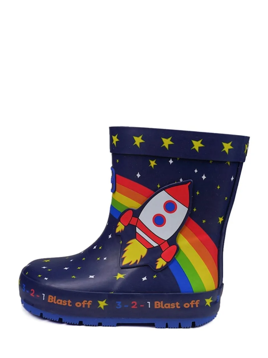 Boots|Toezone blauwe Quinn Space Rocket regenlaarzen