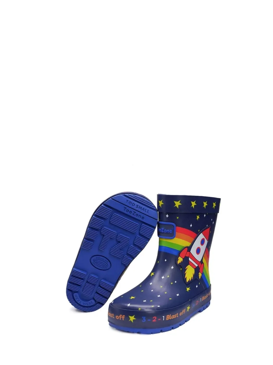 Boots|Toezone blauwe Quinn Space Rocket regenlaarzen