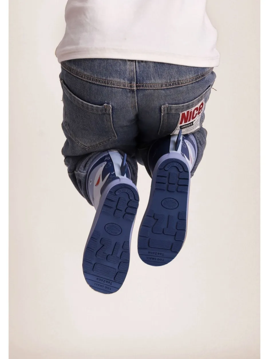 Laarzen|Toezone Boys Blue Shark Waterproof Wellies