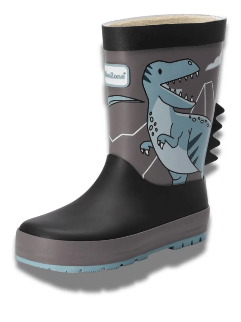 Laarzen*Toezone Boys Grey Dinosaur Waterproof Wellies