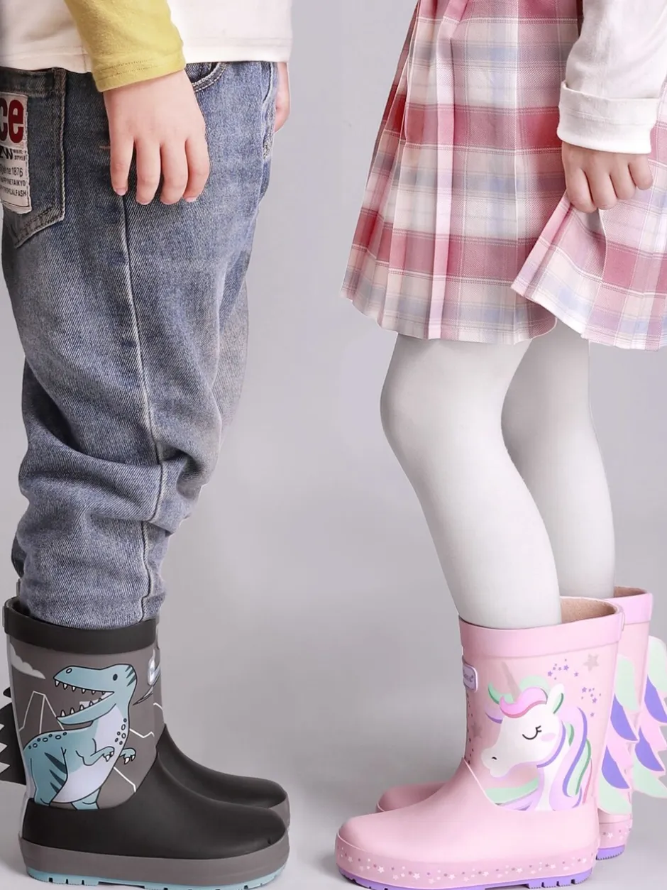 Laarzen*Toezone Boys Grey Dinosaur Waterproof Wellies