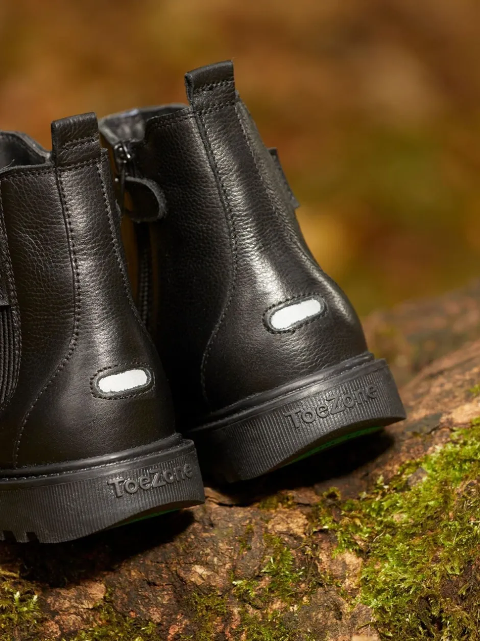 Boots*Toezone Dakota Boys leren elastische inzet en zwarte enkellaarzen met rits