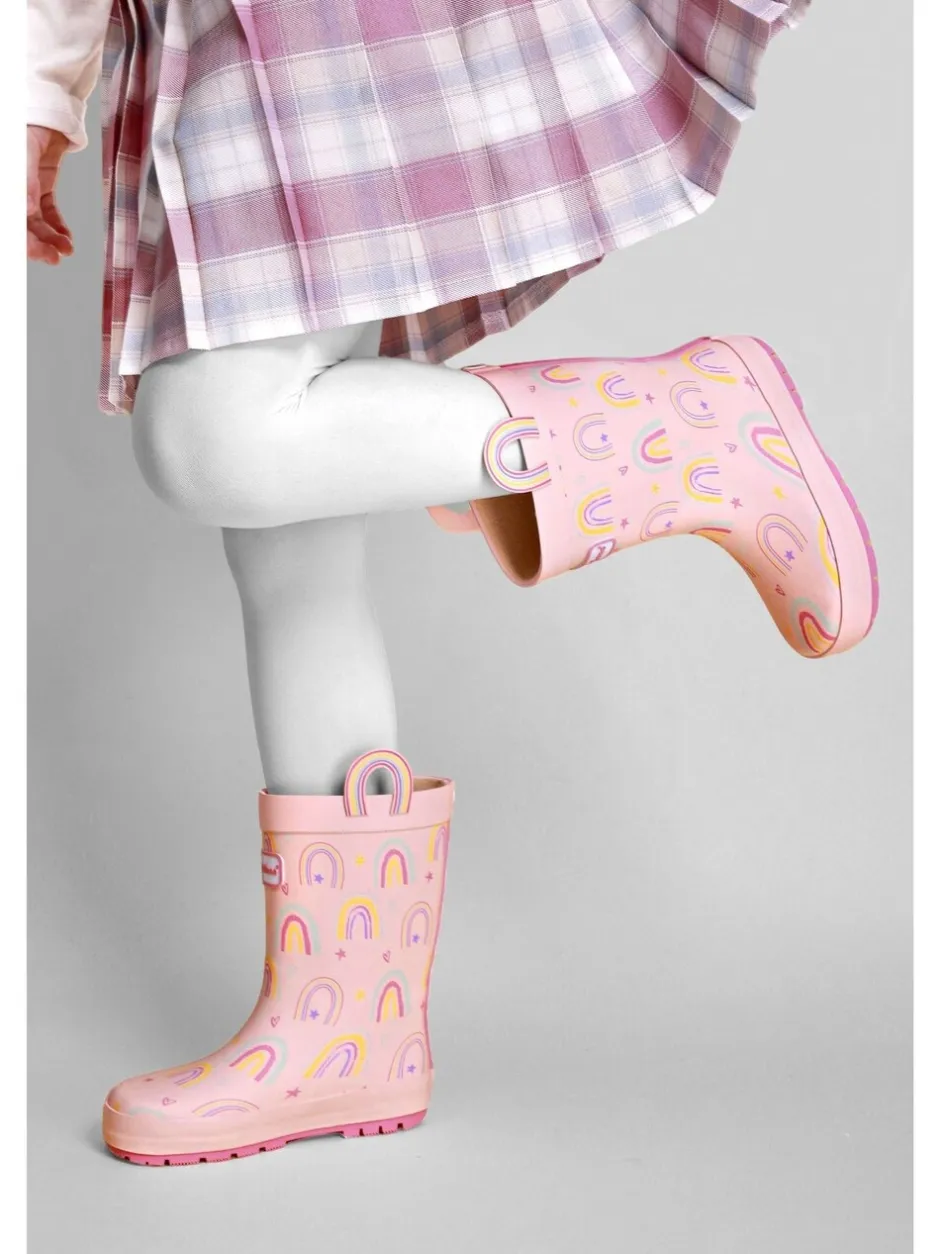 Laarzen*Toezone Girls Pink Rainbow Waterproof Wellies