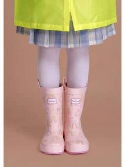 Laarzen*Toezone Girls Pink Rainbow Waterproof Wellies