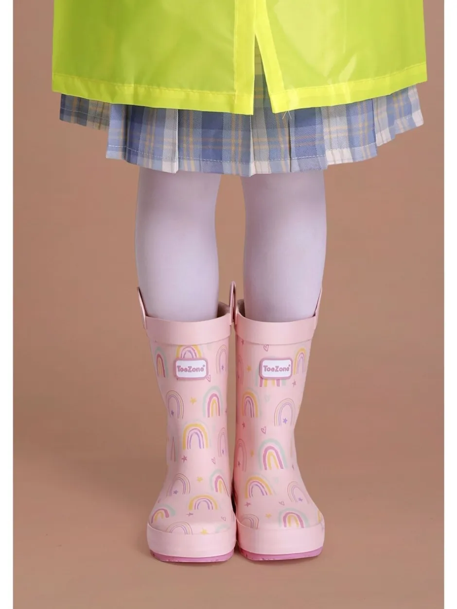 Laarzen*Toezone Girls Pink Rainbow Waterproof Wellies