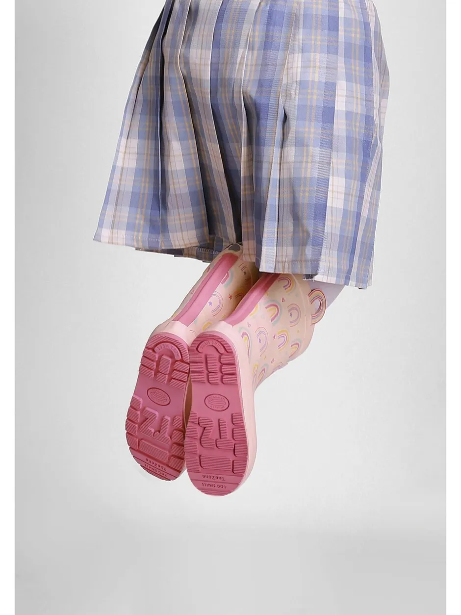 Laarzen*Toezone Girls Pink Rainbow Waterproof Wellies