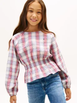 Overhemden En Blouses*Tommy Hilfiger Regular Fit Check Smock Detail Blouse