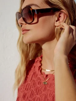 Zonnebril*Next Tortoise bruin - Acetate Wrap Sunglasses