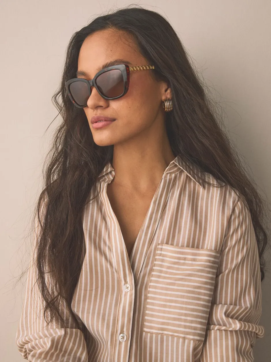 Zonnebril|Next Tortoise bruin - Chain Arm Sunglasses