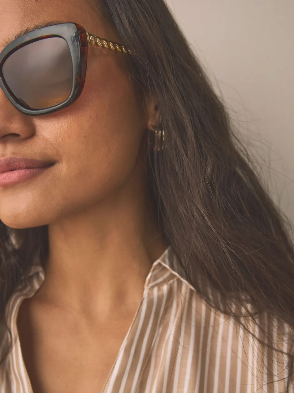 Zonnebril|Next Tortoise bruin - Chain Arm Sunglasses