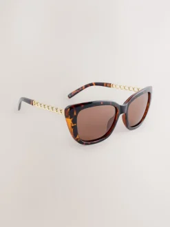 Zonnebril|Next Tortoise bruin - Chain Arm Sunglasses