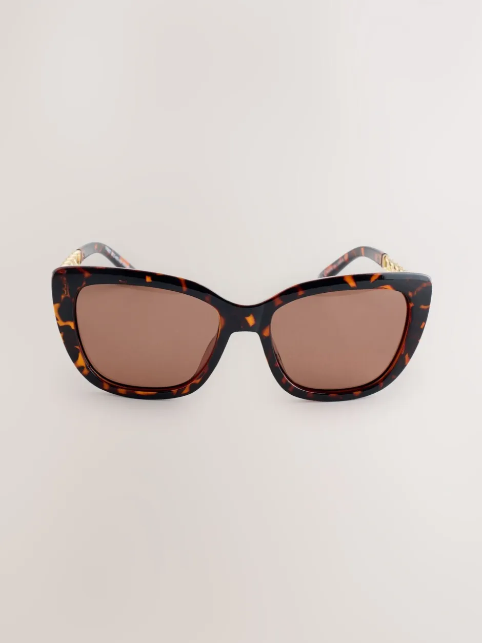 Zonnebril|Next Tortoise bruin - Chain Arm Sunglasses