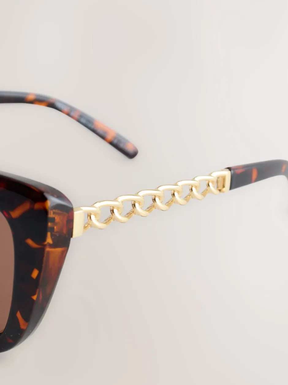 Zonnebril|Next Tortoise bruin - Chain Arm Sunglasses