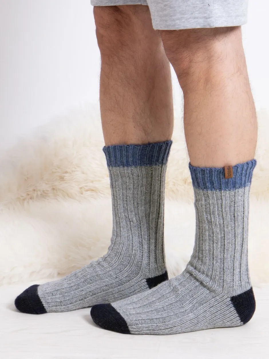 Sokken|Sokken|Totes grofgebreide wollen winterlaarssokken met draaipatroon voor heren verpakking van 2