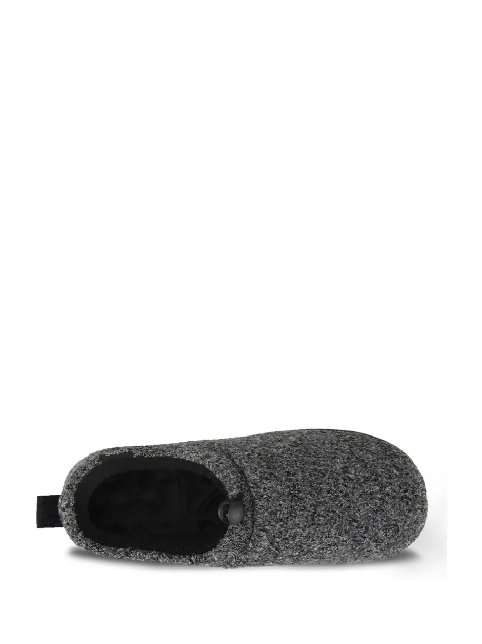 Pantoffels|Totes Isotoner Mens Felt Full Back Slippers With Pull Toggle