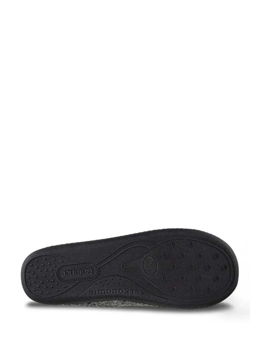 Pantoffels|Totes Isotoner Mens Felt Full Back Slippers With Pull Toggle