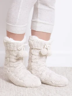 Sokken En Panty's|Totes Toasties Ladies Luxury Chunky Knit Slipper Socks