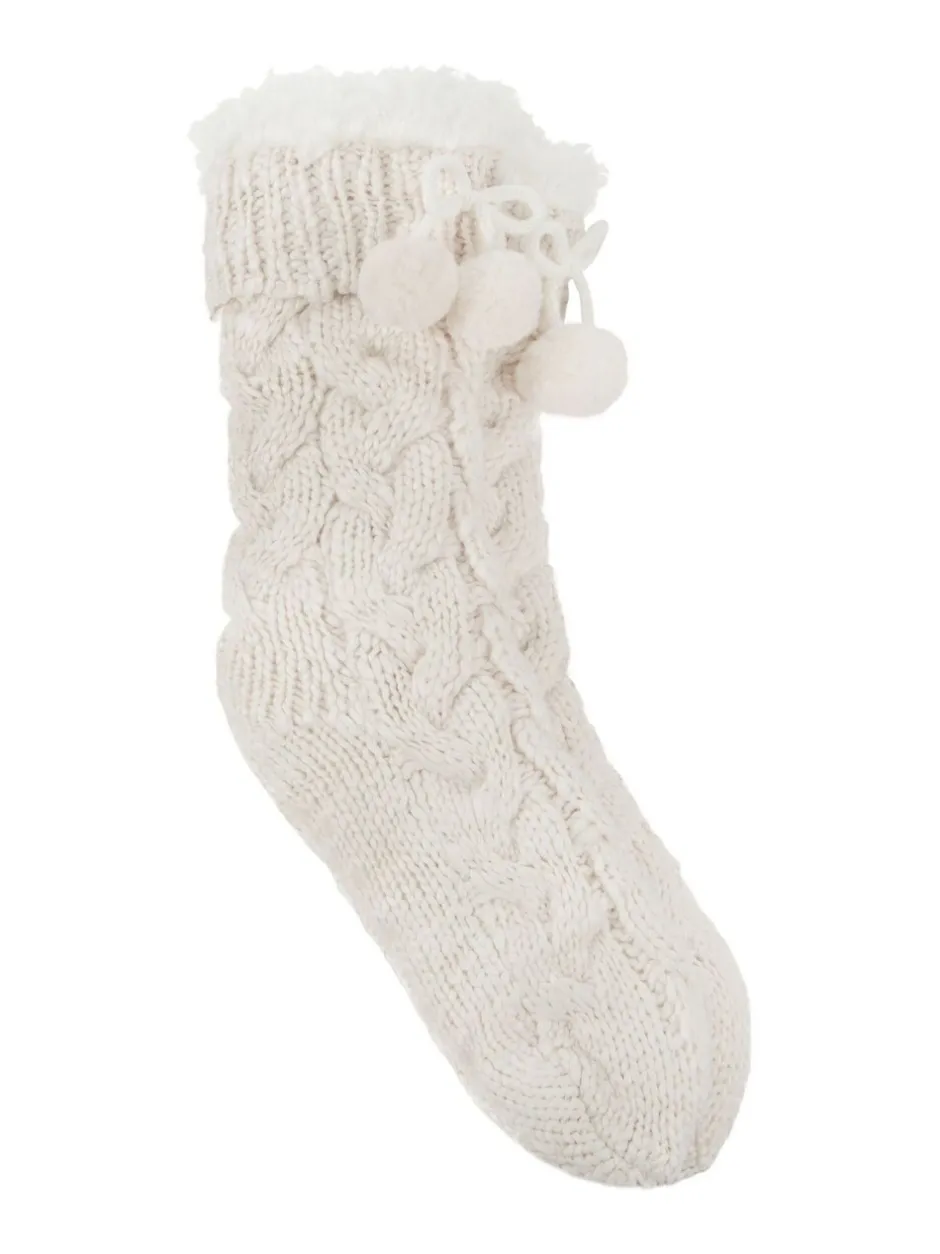 Sokken En Panty's|Totes Toasties Ladies Luxury Chunky Knit Slipper Socks