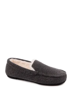 Pantoffels*Totes Toasties Mens Felt Moccasin Slippers With Sherpa Lining