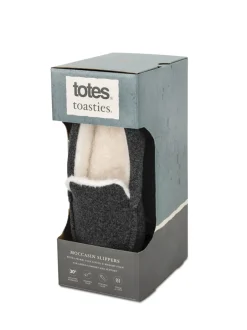 Pantoffels*Totes Toasties Mens Felt Moccasin Slippers With Sherpa Lining