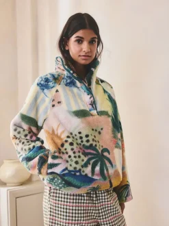 Hoody's En Sweatshirts*Next - Borg fleece top met print Tropisch oranje tafereel