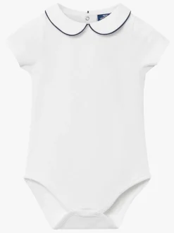 Rompertjes En Hemdjes|Trotters London - Little Milo wit/marineblauw rompertje met biezen