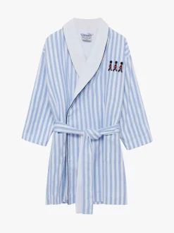 Kamerjassen*Trotters London Blue Stripe Felix 100% Cotton Bathrobe