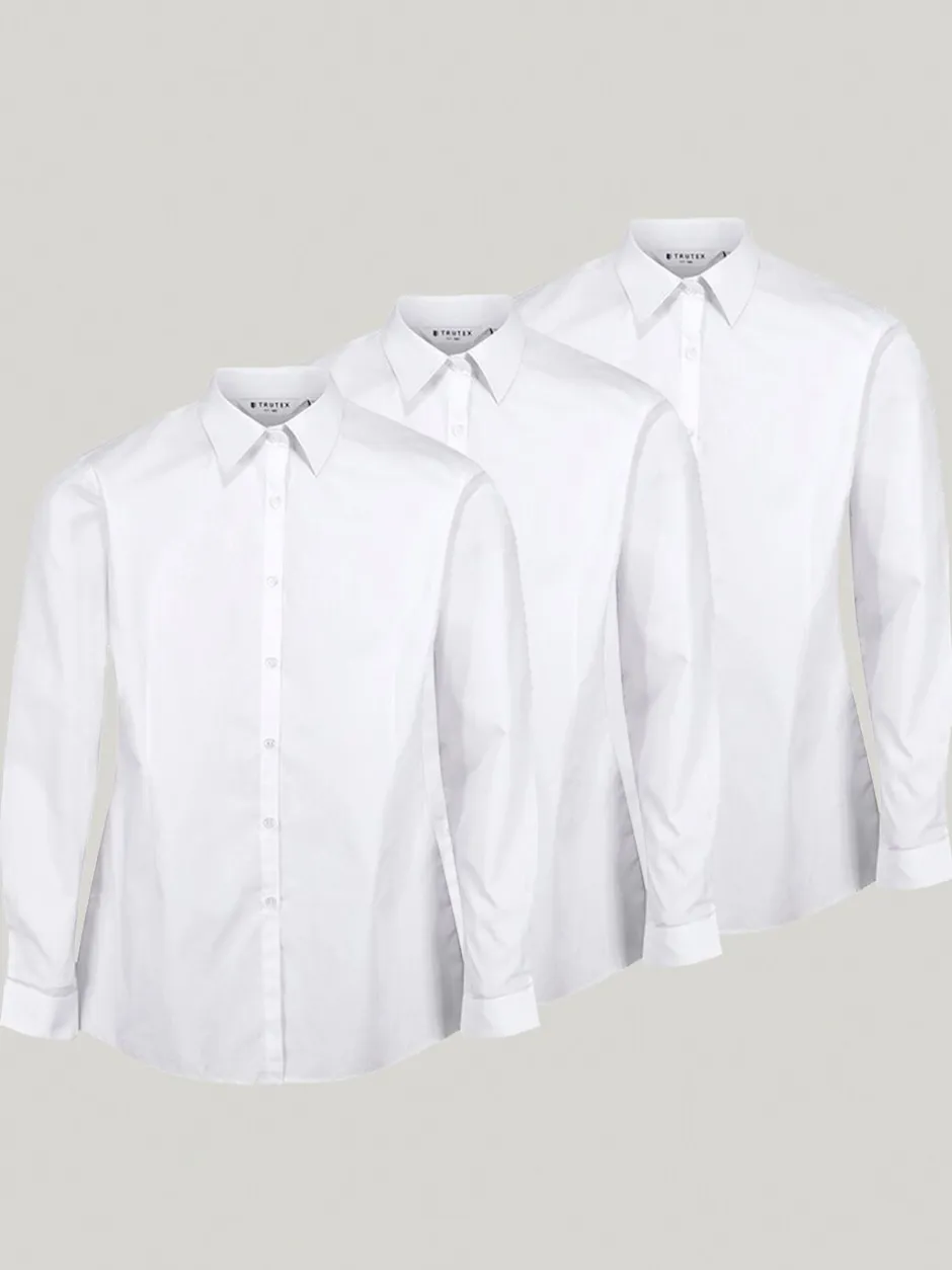 Overhemden En Blouses*Trutex - Verpakking van 3 witte schooloverhemden met lange mouwen en regular fit