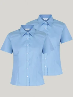 Overhemden En Blouses|Trutex Blauw Slim fit Korte mouwen 2 Pack School overhemden