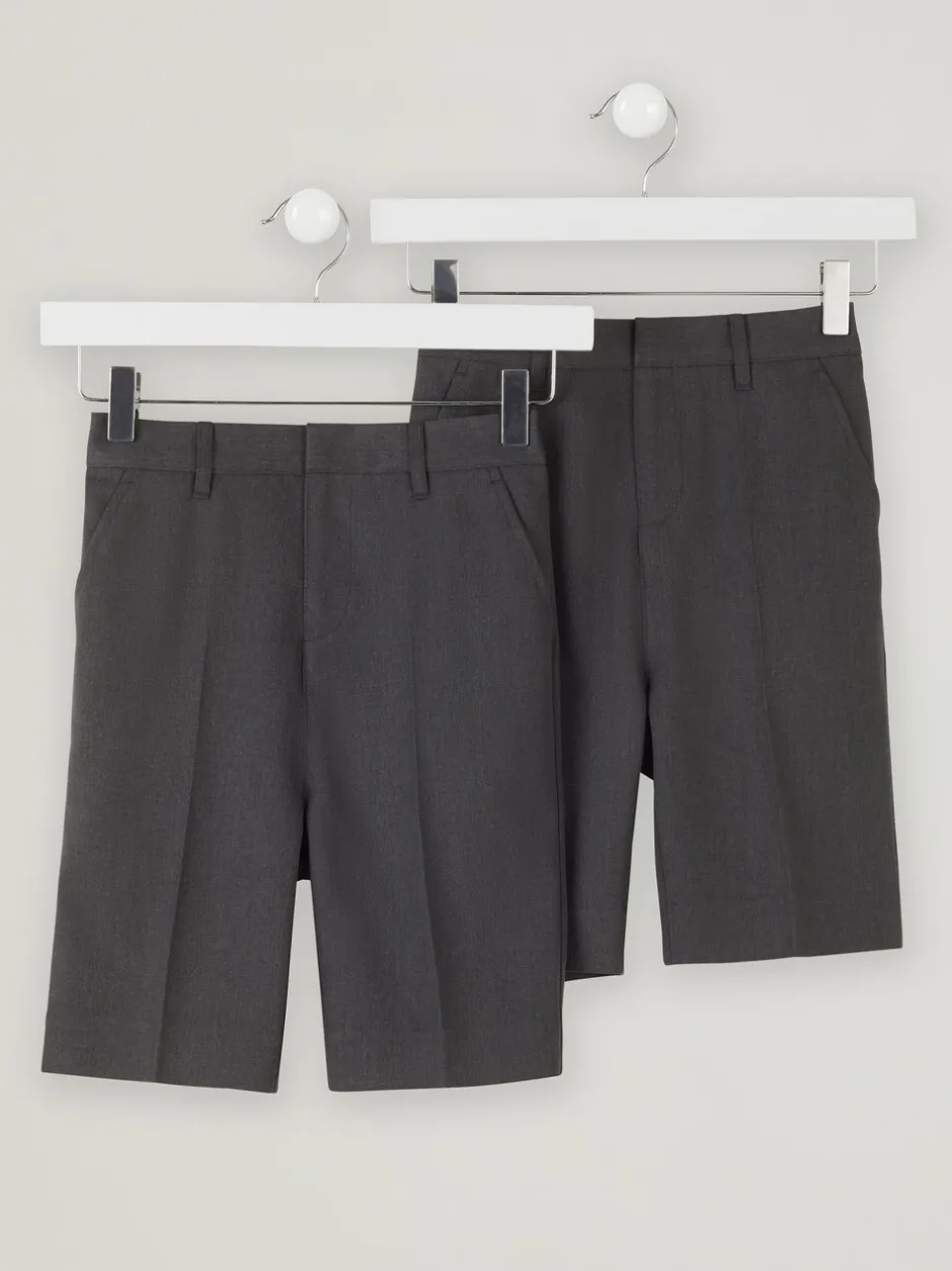 Shorts|Trutex Junior Boys Slim Leg Grey 2 Pack School Shorts