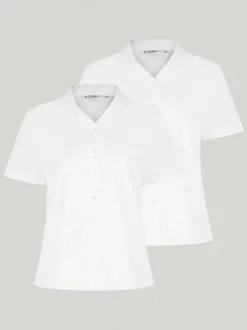 Overhemden En Blouses*Trutex White Cuban Collar Regular Fit Short Sleeve 2 Pack School Shirts