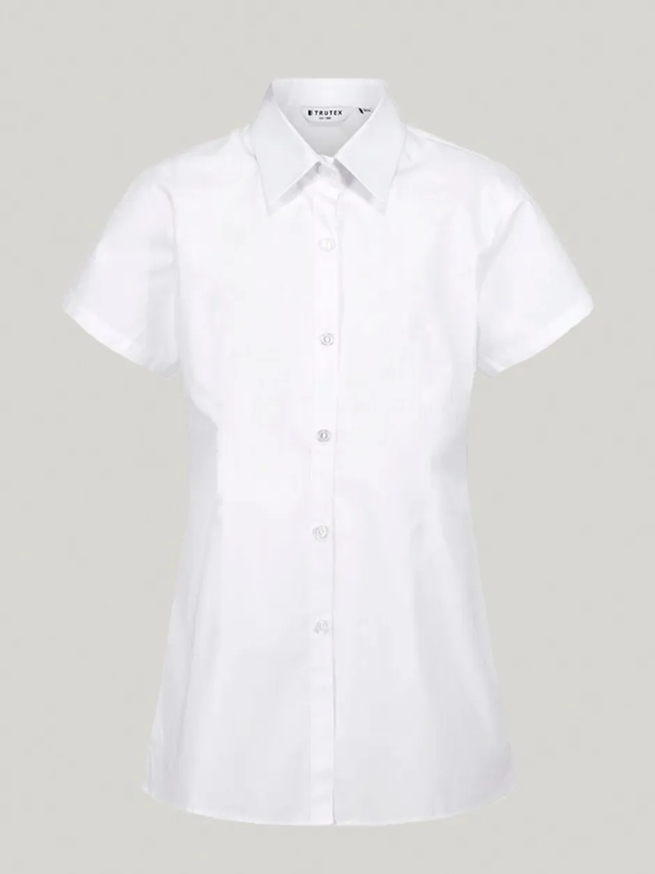 Overhemden En Blouses|Trutex Witte Slim Fit Korte Mouwen 3 Pack School Overhemden