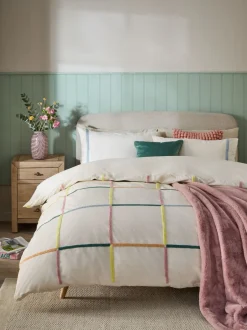 Beddengoedsets En Dekbedovertrekken*Next Tufted Check 100% Cotton Duvet Cover and Pillowcase Set
